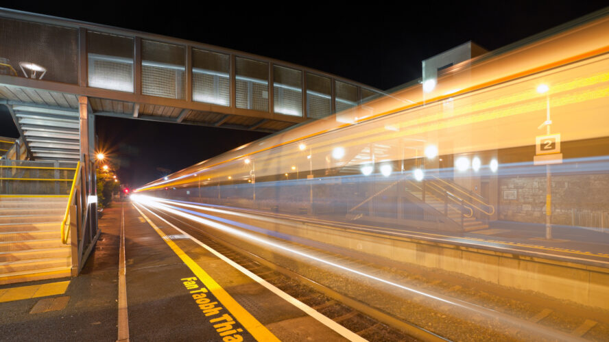 Train station at night