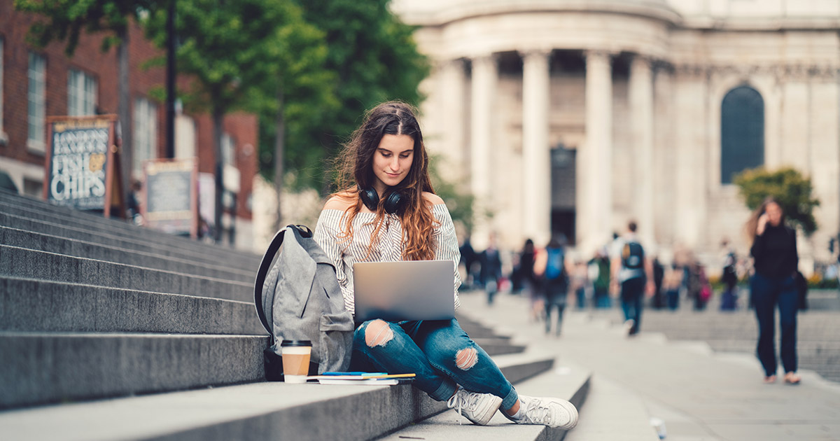 Young woman studying abroad