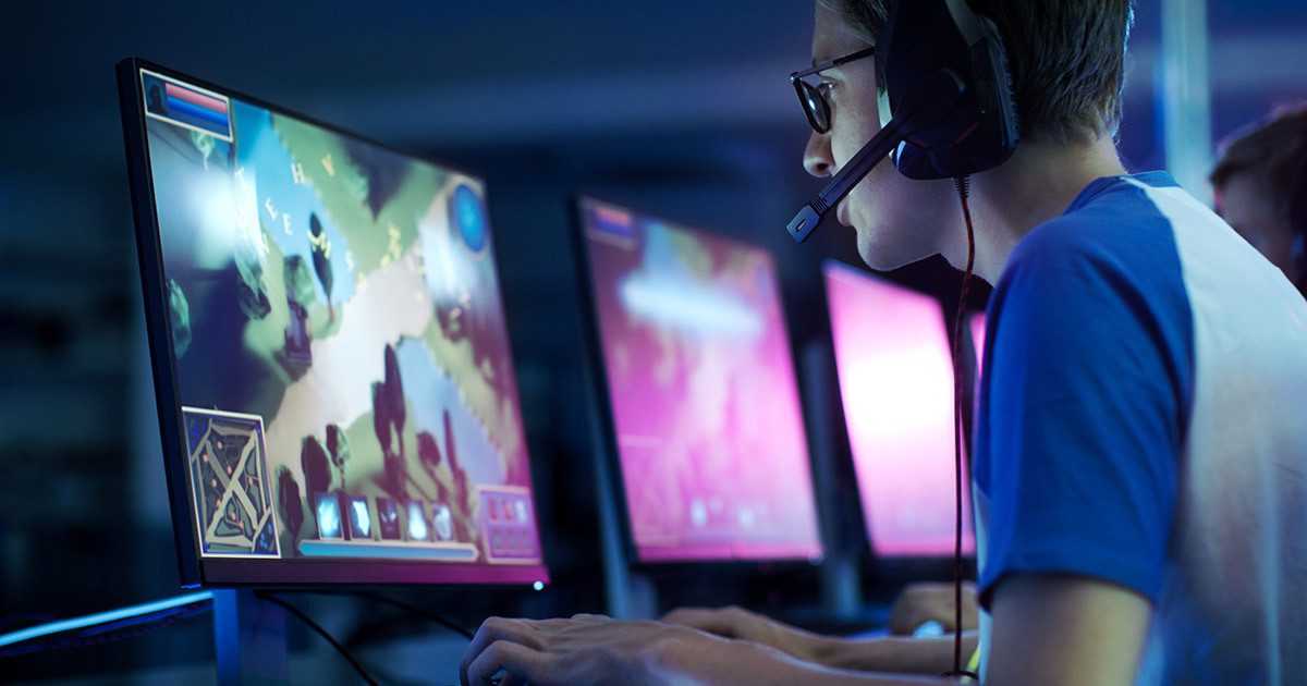 Young man gaming