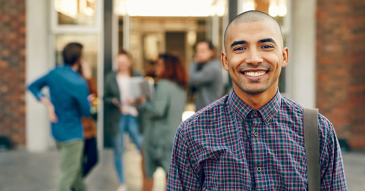 Smiling male student