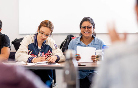 two female students in classroom nait