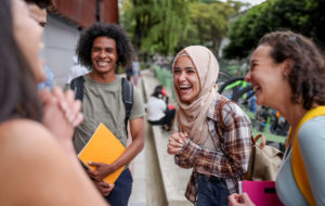 A group of students laughing