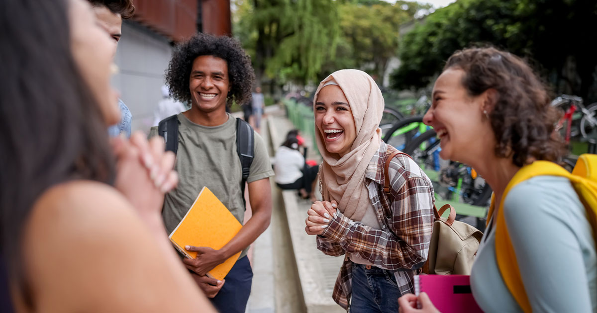 A group of students laughing