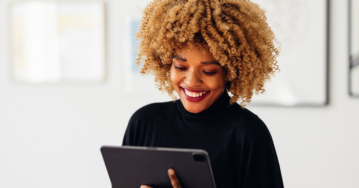 Lady using iPad