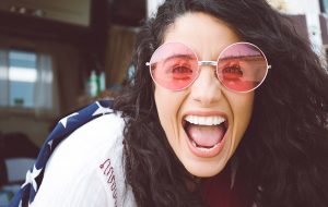 Woman laughing and smiling