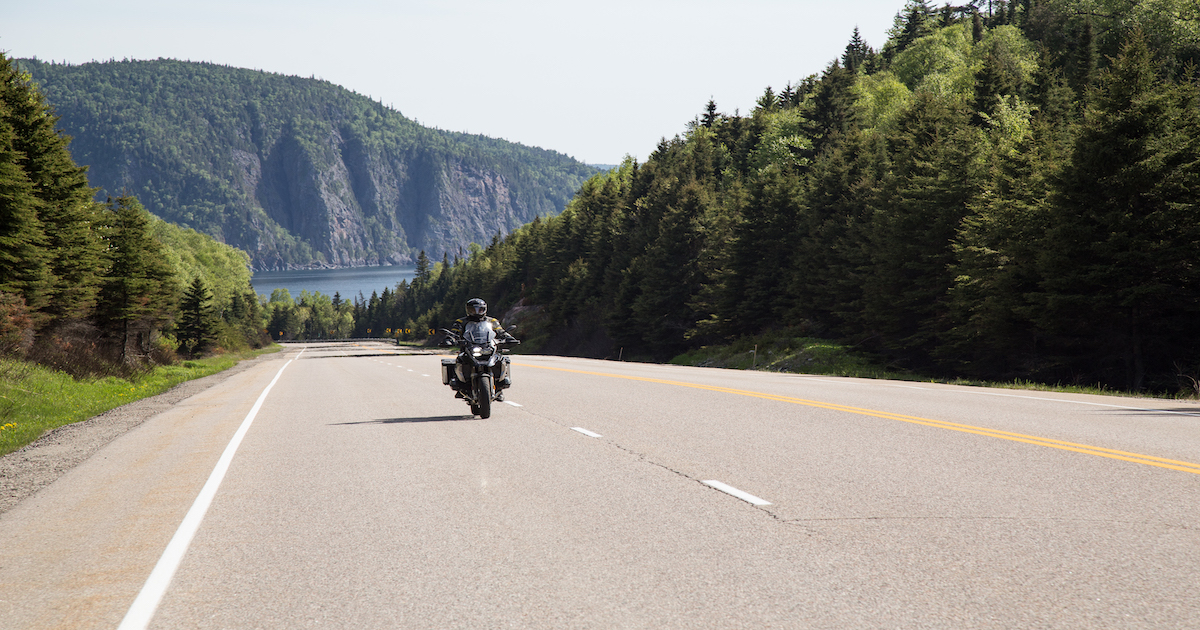 Man riding motorcycle in Algoma