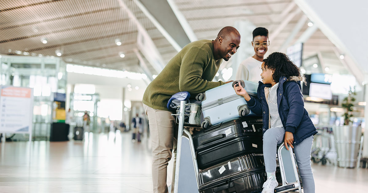 african american family at the airport