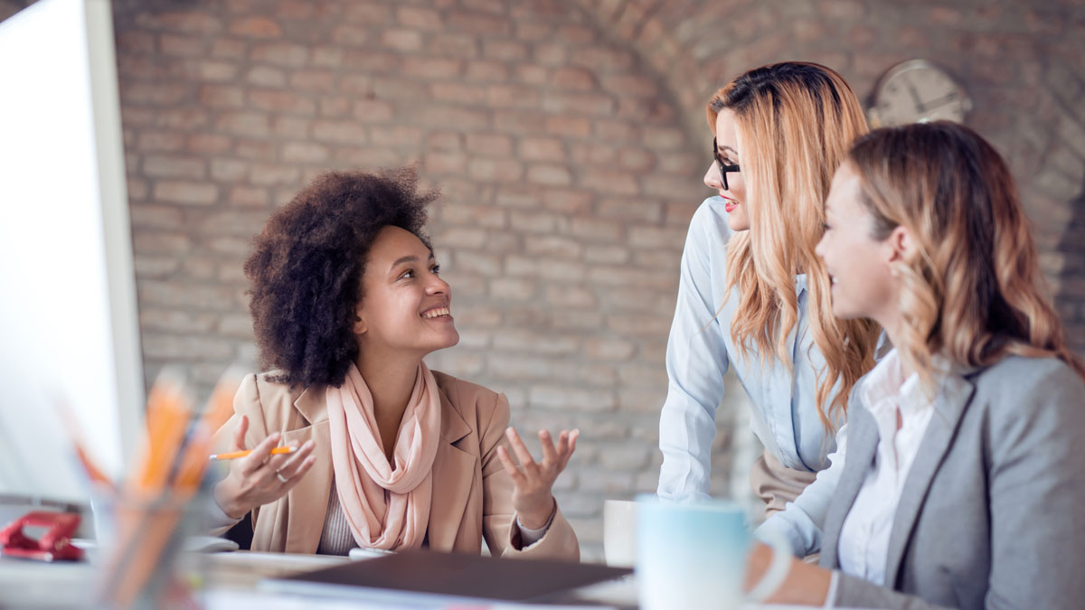 Group of young woman working together