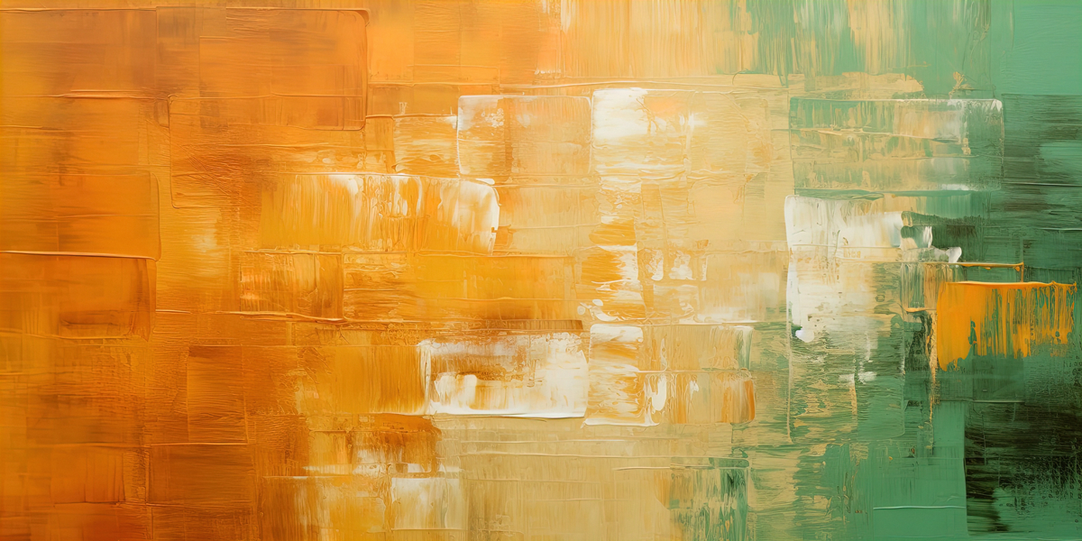 Abstract Acrylic Masterpiece, featuring Vibrant Tonal Interplay of Green, Brown, Yellow, and Orange.
