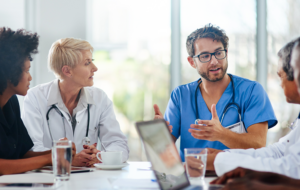 Shot of a team of doctors having a meeting in a hospital