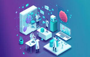concept of medical doctors working with technology services to solve viruses and health problems generative ai illustration people