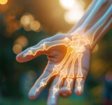 Phantom limb pain, hand with skeleton on it, physical injury joint body part healthy lifestyle ligament