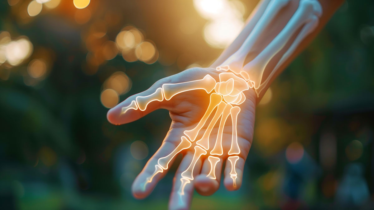 Phantom limb pain, hand with skeleton on it, physical injury joint body part healthy lifestyle ligament