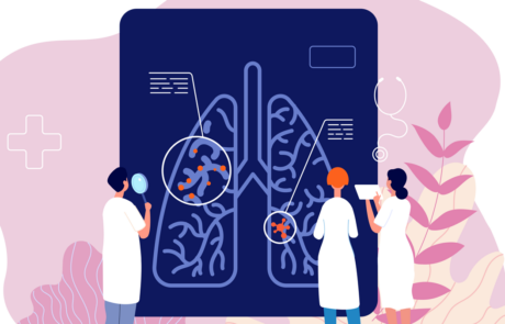 Pulmonology concept. Lung diagnosis, tuberculosis pneumonia treatment. Smoking risks, doctors respiratory health care utter vector banner - stock illustration