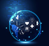 technology world concept modern innovation,Treatment,medicine on hi tech future blue background. for wallpaper, template, web design