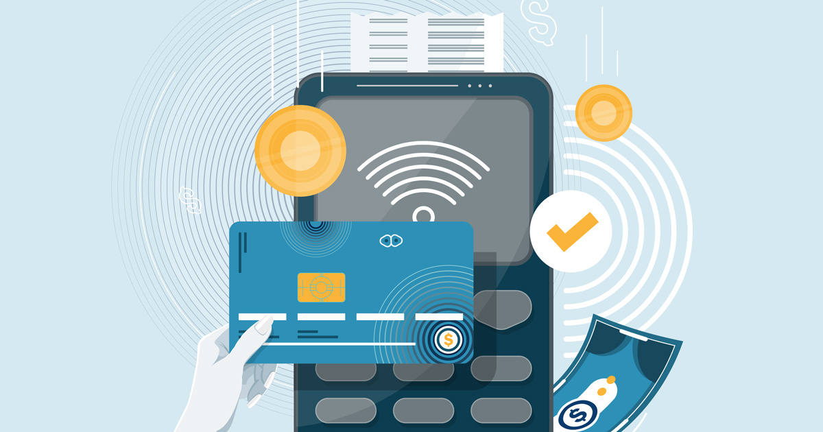 Mobile with electronic invoice. Online payment concept. Internet payments by card, net banking and e-wallets and payment receipt
