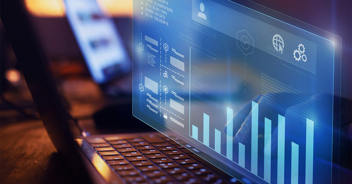 Business analytics. Infographics on futuristic virtual interface screen