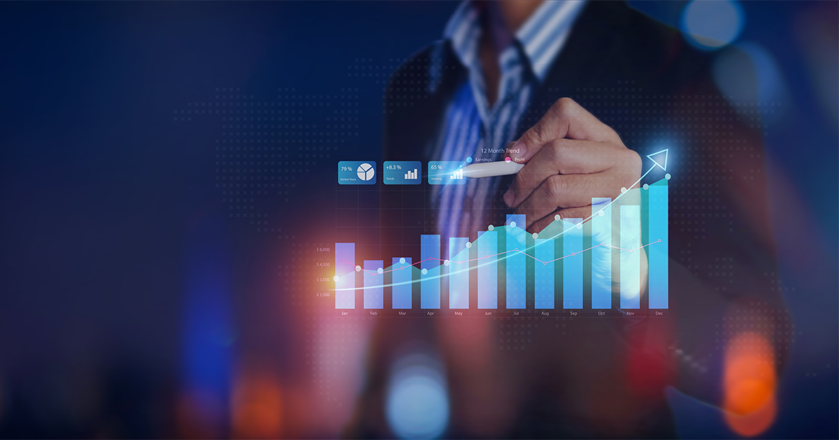 Businessman showing result of growth company profit planning, opportunity, challenge and business strategy graphs and target of business