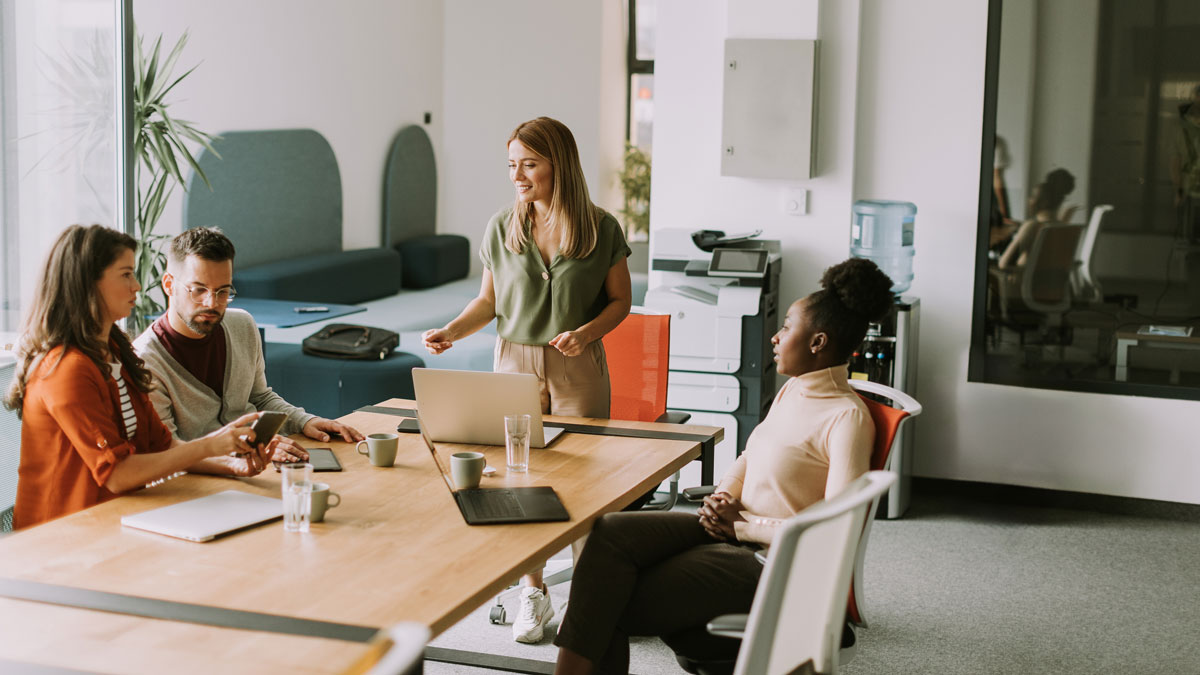Young multiethnic startup team working in the modern office