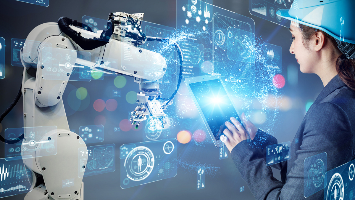Industrial technology concept. Factory automation. Smart factory. INDUSTRY 4.0 - stock photo