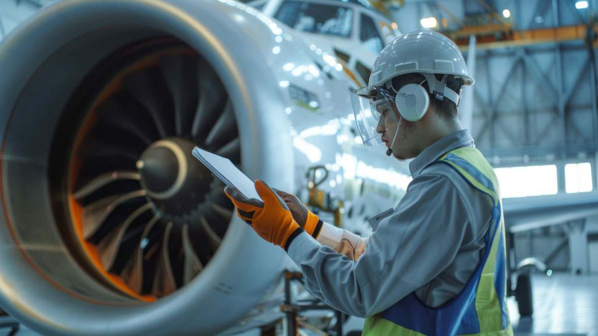 An aerospace engineer conducting stress tests on aircraft materials to ensure safety and durability