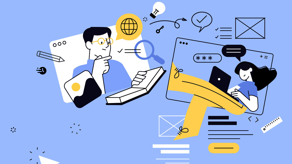 Distance education banner. Vector illustration of education, learning, back to school, online course and training, distance education and e-learning