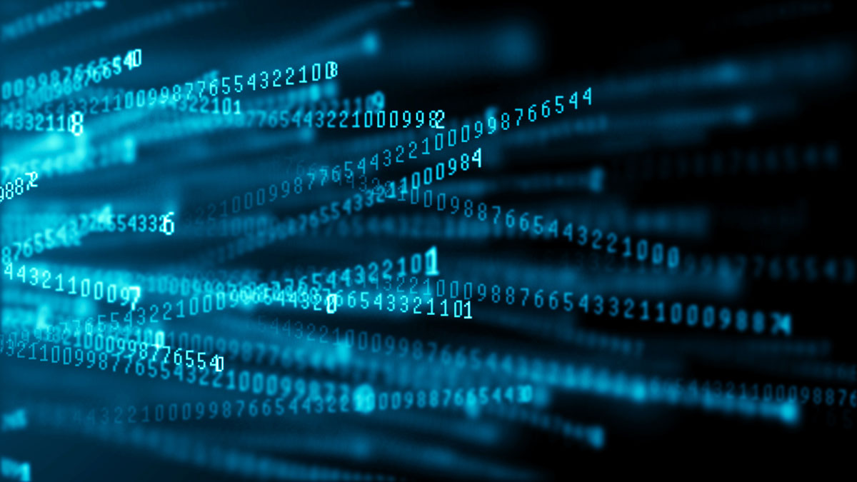 Data technology background. Big data visualization. Flow of data. Information code. Background in a matrix style. 4k rendering