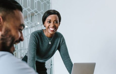 Businesswoman smiling during presentation