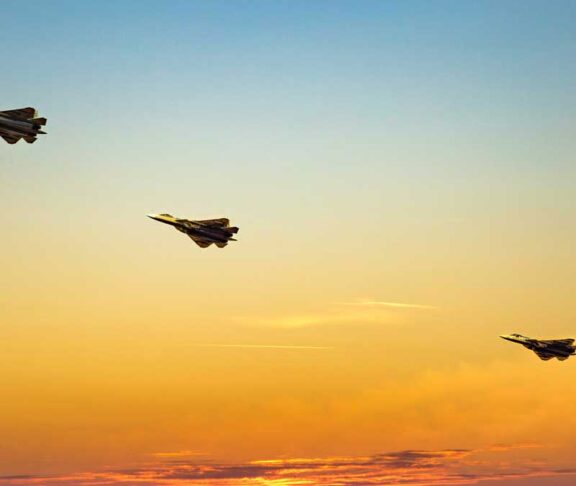 Fighter planes on the background of the sky.