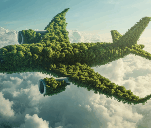 Eco-Friendly Airplane in Flight