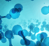 Green hydrogen energy. H2 gas molecules for production of green hydrogen energy. Renewable or sustainable electricity. Clean alternative ecological energy. 3D rendering