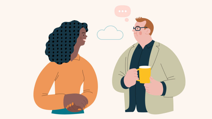 People portrait - Conversation -Modern flat vector concept illustration of talking people, half-length portrait, user avatar. Creative landing web page illustartion, conversation and discussion