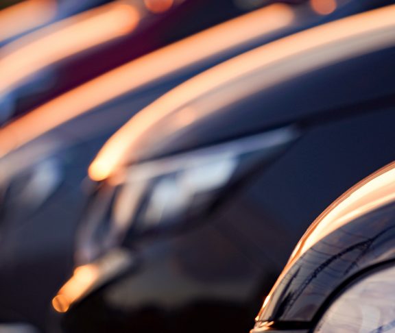 Modern cars in a row