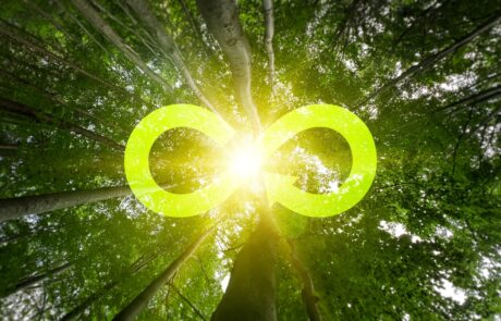 Circular economy concept. Energy consumption and increase in carbon emissions.Renovating and recycling existing materials and products possible.