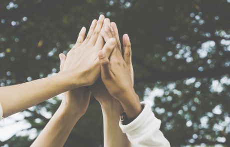 Team work and together concept, Hand of people high five for tag team