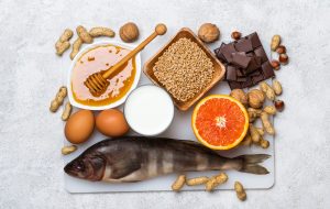 Foods that cause allergies. Allergy food concept