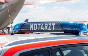 blue light bar on a german emergency car
