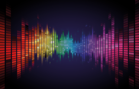 Abstrakter Digital EQ Equalizer. Schallwellen-Designelement. Sprechende Schallwellen-Vektorillustration. Künstliche Intelligenz KI-Assistent Sprachvisualisierung