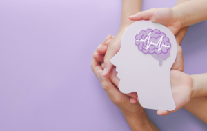 Erwachsene und Kinder, die eine Enzephalographie mit Gehirnausschnitt, Autismus, Schlaganfall, Epilepsie und Alzheimer-Bewusstsein, Krampfanfälle, Schlaganfall, ADHS, Weltsymbole