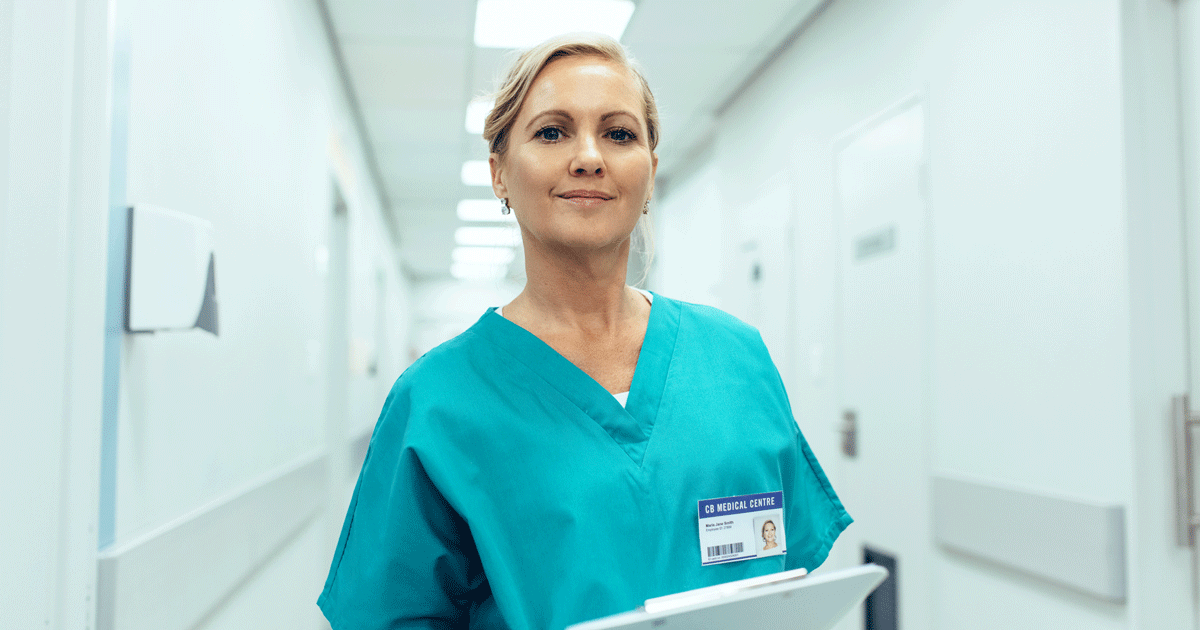 Portrait of mature female nurse working in hospital