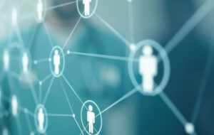 An abstract visual representation of the interconnected network of allied health services, showcasing nodes and lines in a digital healthcare matrix. Structure and coordination within the system