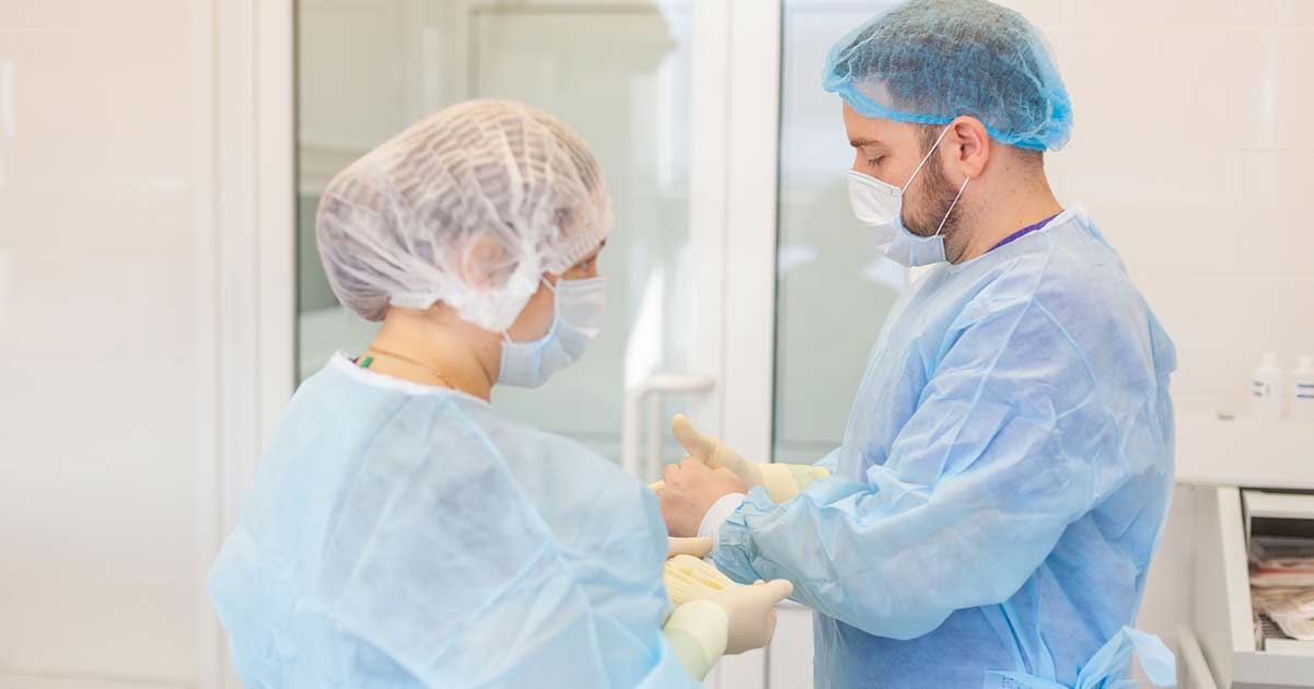Doctors prepping for surgery