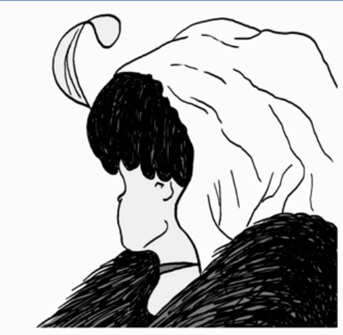 Ambiguous drawing that reads as a young woman looking away or as an old woman looking down