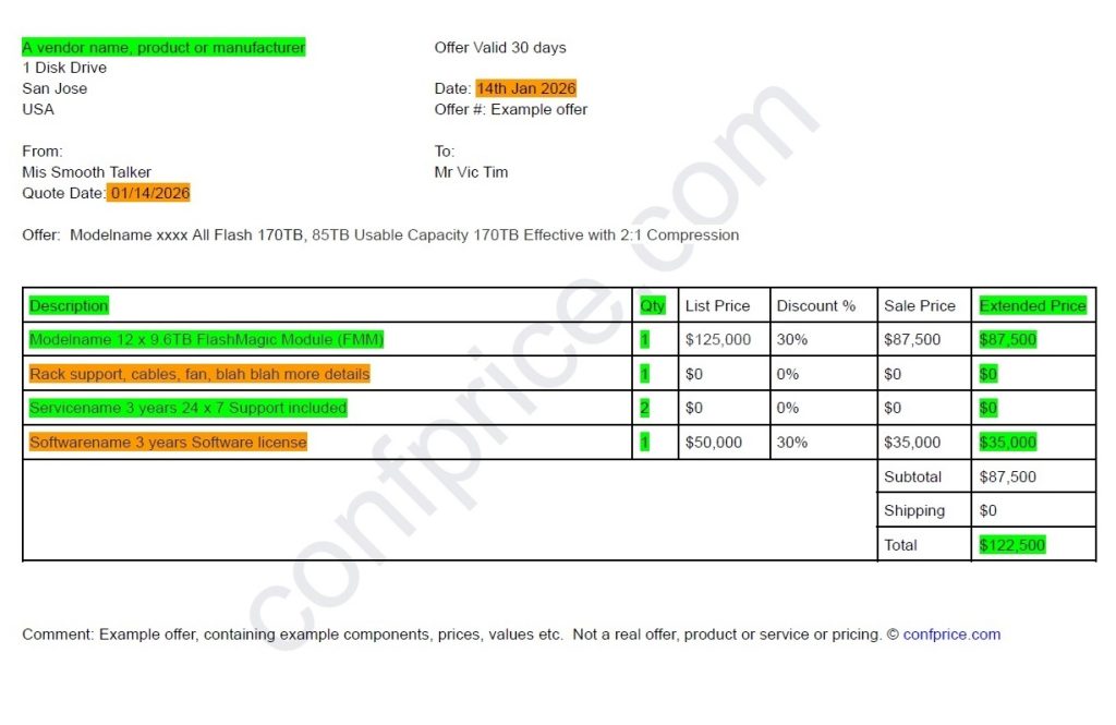 data required in a storage array offer