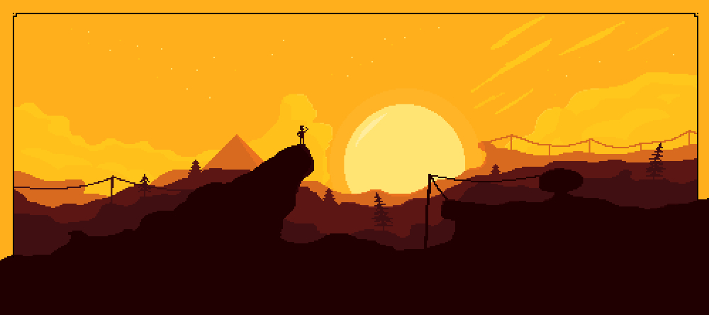 Orange Pixel Sunset, 90x40cm desk mat preview