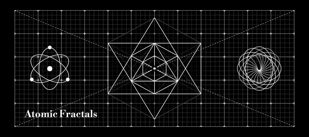 Blueprint Collection - Atomic Fractals Black, 90x40cm desk mat preview