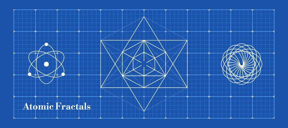 Blueprint Collection - Atomic Fractals Blue, 90x40cm desk mat preview