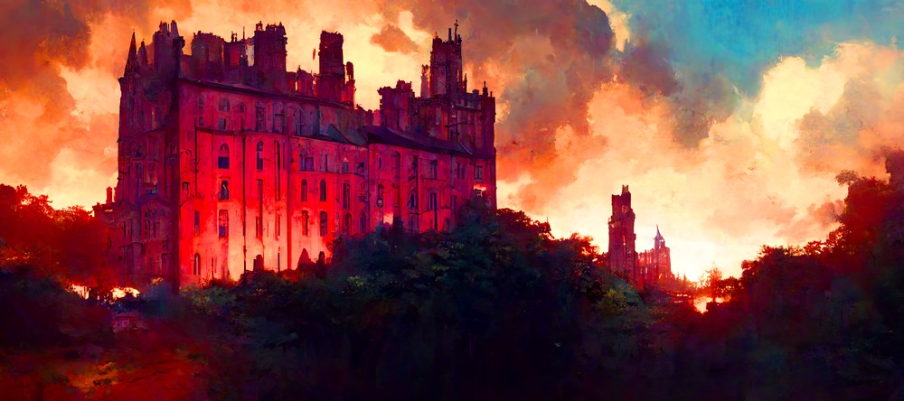 AI Collection - Historic Building, 90x40cm desk mat preview