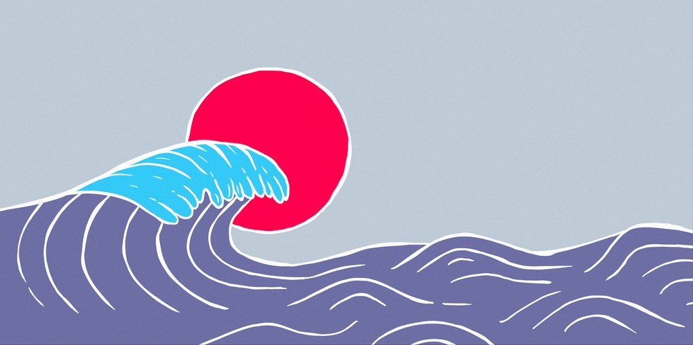 Japanese Waves, 100x50cm desk mat preview