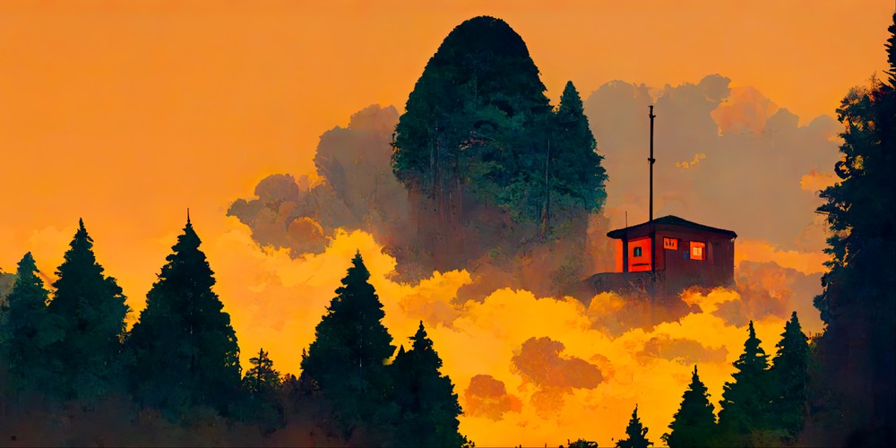 AI Collection - Cabin in the forest, 100x50cm desk mat preview